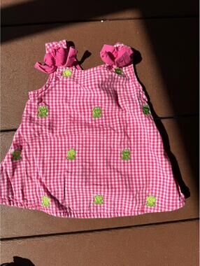 Vintage Rare Editions Pink Gingham Frog Pinafore